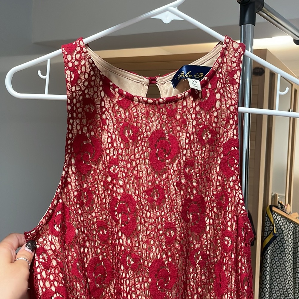 Blue Rain brand red lace dress nude underneath size xs (fits S/M)